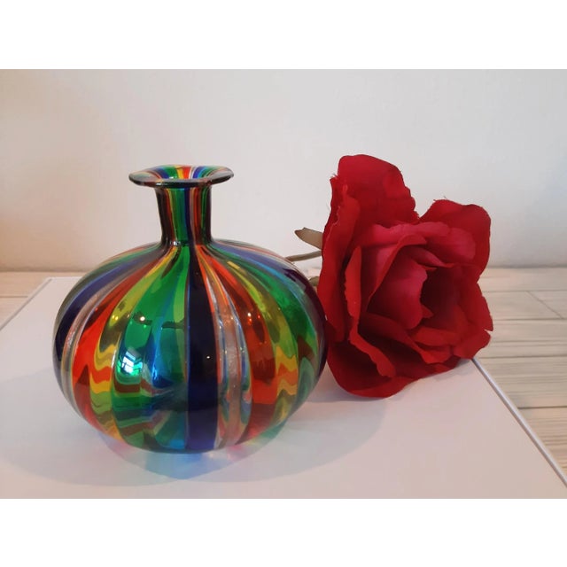 Mid-Century Modern Mid Century Oggetti Italian Art Glass Venini Murano Rainbow Adventurene For Sale - Image 3 of 10
