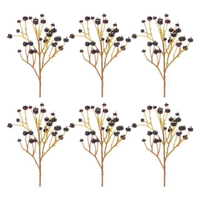 Rustic Blue Berry Spray (Set of 6) For Sale - Image 3 of 3