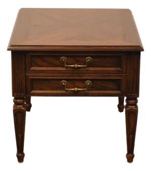 Henredon Furniture Banded Bookmatched Walnut Italian Provincial 23" Accent End Table