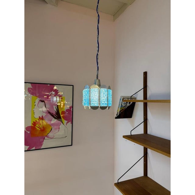 Hanging Lamp Blue Silver by Vitrika For Sale - Image 9 of 11