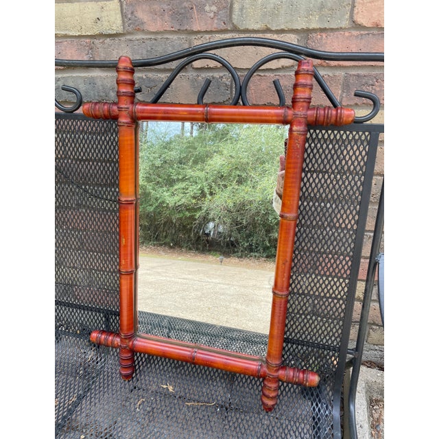 Early 1900s Antique French Faux Bamboo Turned Wood Wall Mirror For Sale - Image 17 of 18