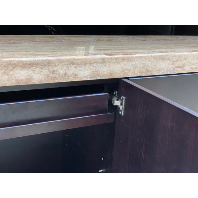 Brown Scandanavian Design Travertine Top Buffet / Credenza For Sale - Image 8 of 9