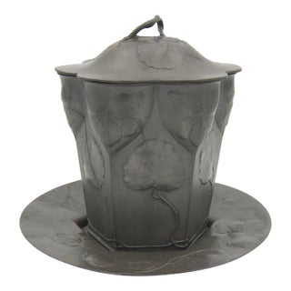 Antique Orivit Jugendstil Biscuit Barrel With Under-Plate For Sale