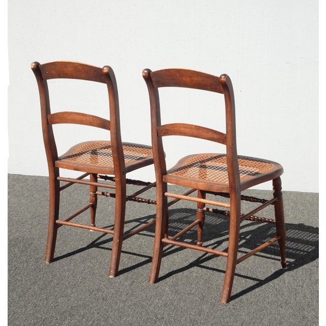 1950s 1950s Vintage French Country Brown Cane Side Chairs - a Pair For Sale - Image 5 of 13