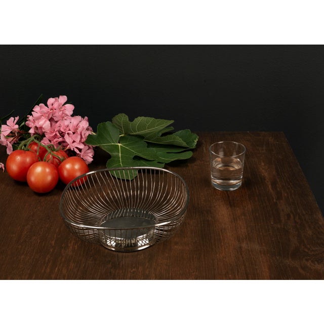 Metal Mid-Century Modern Silver-Plated Wire Basket, 1950s For Sale - Image 7 of 9