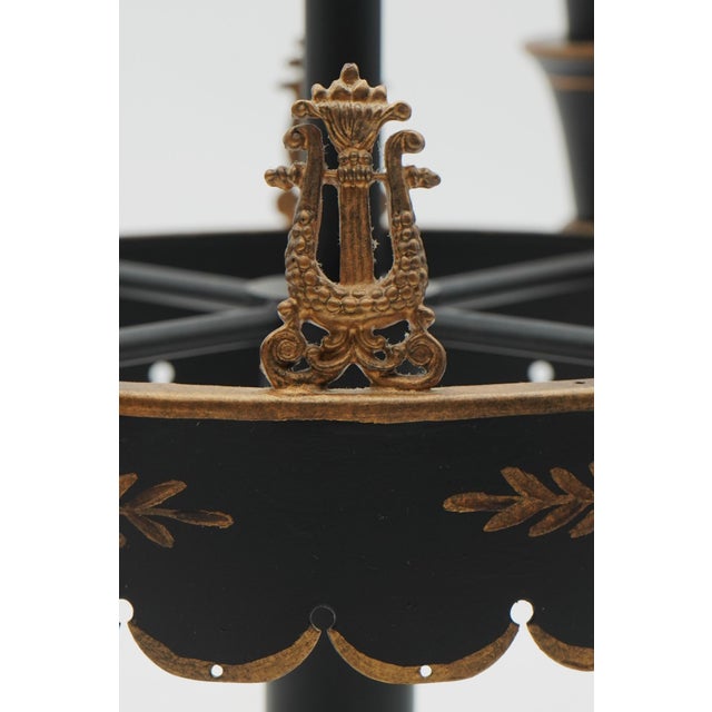 1980s Pair of Black & Gold Toleware Candelabras For Sale In Philadelphia - Image 6 of 11