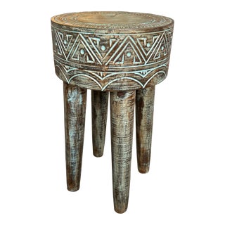 Solid Wood 4 Legged Side Table/ Seat For Sale
