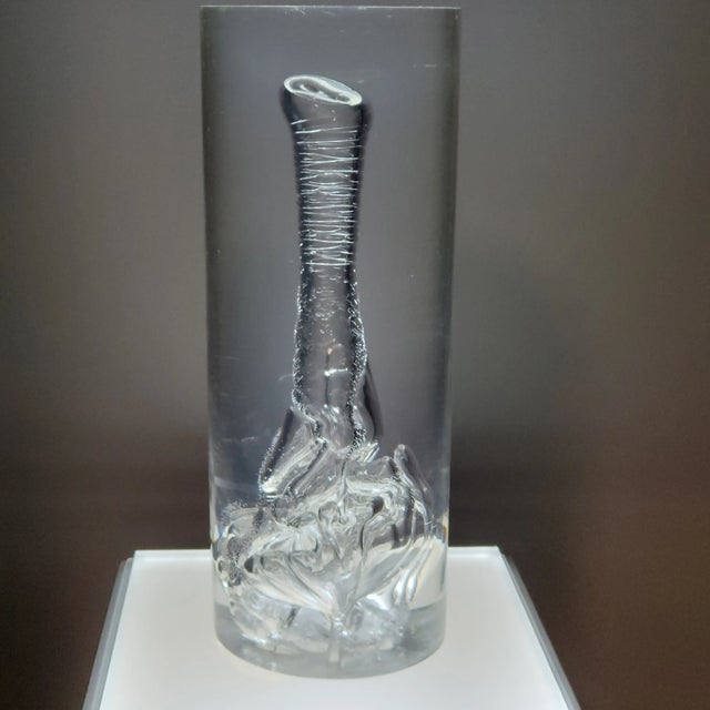 Mid-Century Modern Mid Century Fractured Lucite Cylinder Sculpture For Sale - Image 3 of 7