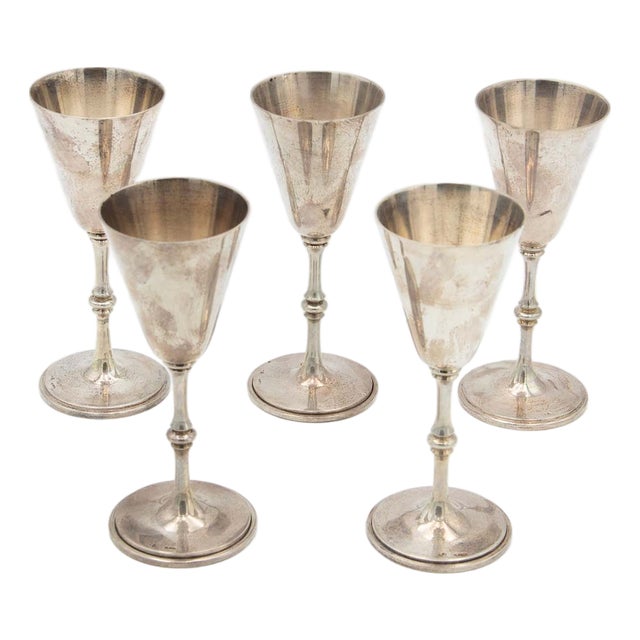 Silver Champagne Glasses, Set of 5 For Sale