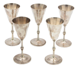 Silver Champagne Glasses, Set of 5