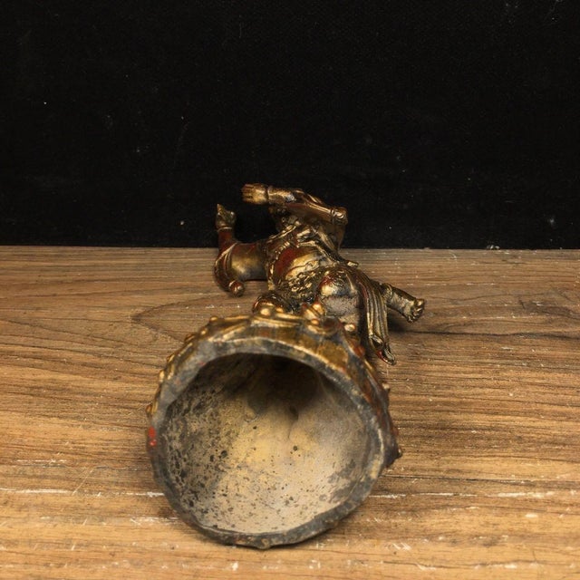 This impressive vintage Chinese sculpture features a finely cast gilt bronze figure of Kui Xing, the Daoist god of...