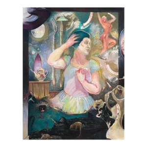Vintage Large Surrealist Figurative Pastel Drawing on Paper by Kathy Harris (Ca. 1980)