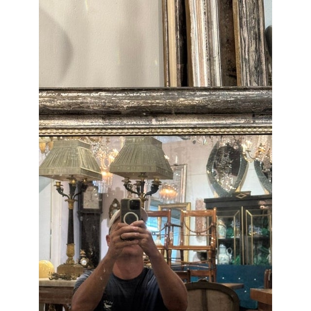 19th C. French Transitional Silver Leaf Mirror For Sale - Image 4 of 8