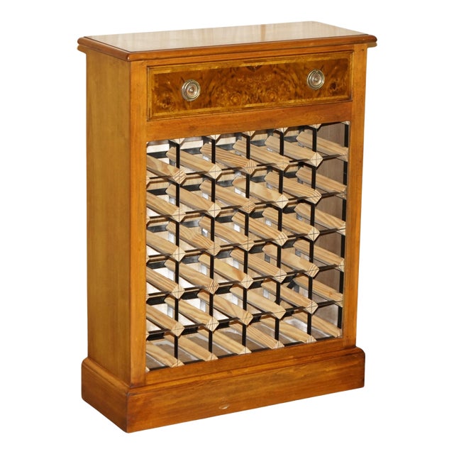 Reclaimed Burr Walnut Wine Bottle Rack Sideboard with Drawer For Sale