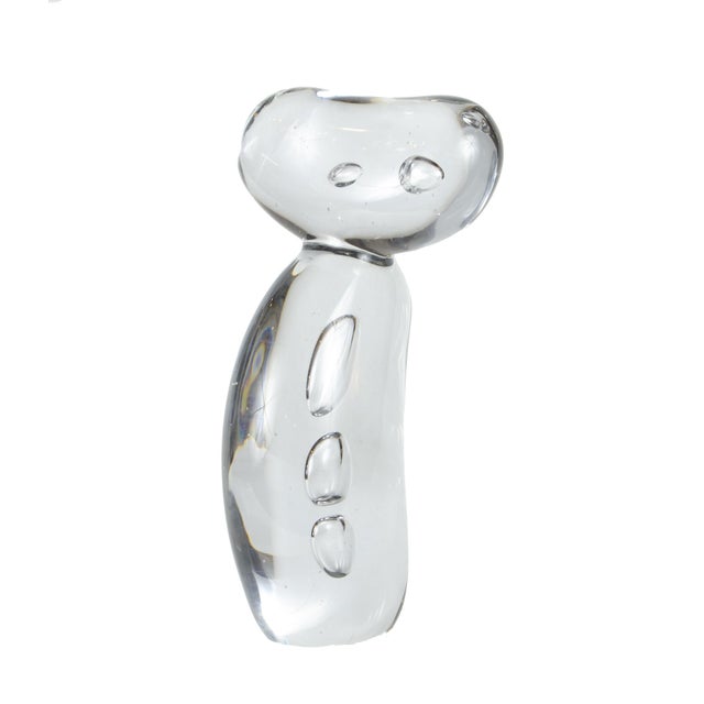 Late 20th century clear hand-blown glass Modern abstract sculpture with trapped bubbles, Poland By: unknown Material:...