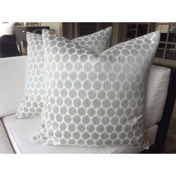 Wonderful fabric from coveted Jane Churchill design for Cowtan and Tout. "Patino” fabric in silver, is made of a lovely...