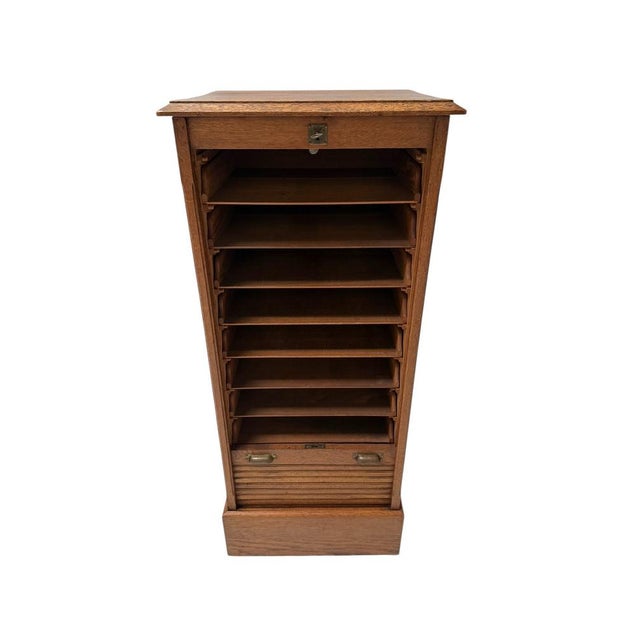 Art Nouveau Filing Cabinet with Tambour Shutter Door, 1900s For Sale - Image 5 of 12