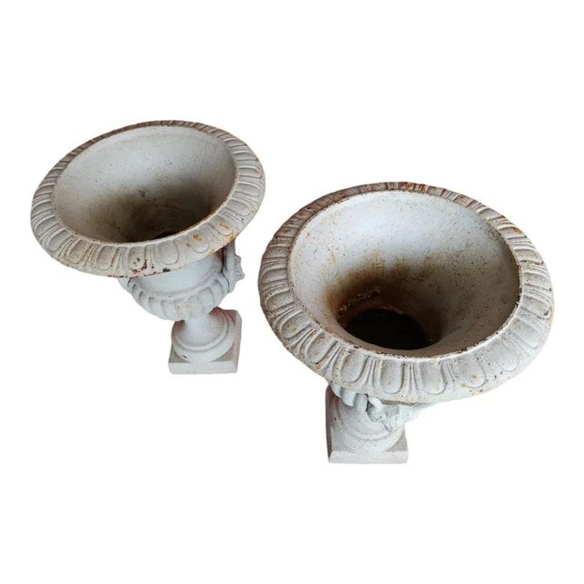 Metal Iron Garden Medici Vases, 1950s, Set of 2 For Sale - Image 7 of 12
