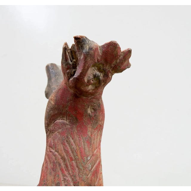 1940s Vintage Hand Carved Folk Art Walking Cane With Red Bird For Sale - Image 5 of 9