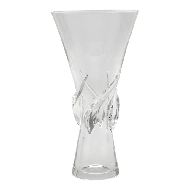 Mid 20th Century Tableware Steuben Blown Glass Vase With Spiral Ribs For Sale