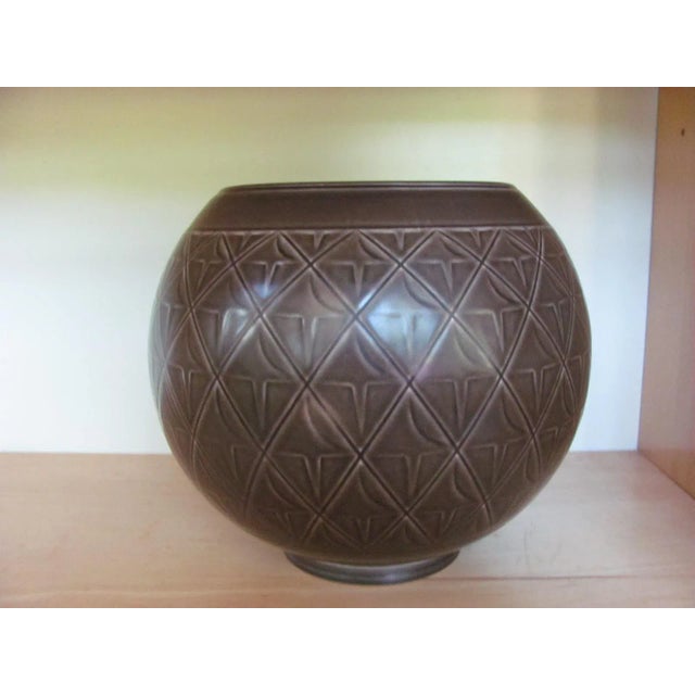 Royal Copenhagen Round Vase Mid 20th Century Brown 9" Diameter For Sale - Image 10 of 10