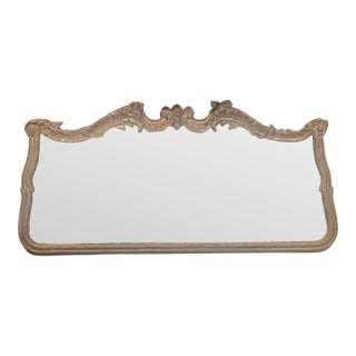 19th-Century Italian Louis XV Headboard – Old World Patina With Traces of Original Gilding, Alabaster Performance Linen For Sale