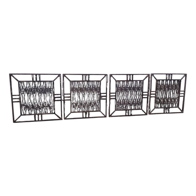 Art Deco Wrought Iron Gates attributed to Edouard Schenck, 20th Century, Set of 4 For Sale