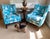 Custom Curved Wingback Chairs Upholstered in Thibaut, Set of 2 For Sale In New York - Image 6 of 11