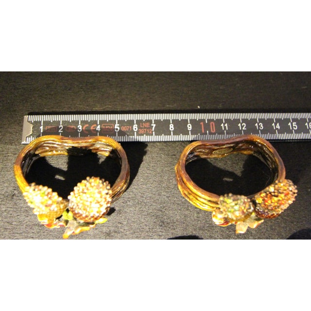 1990s Set of 6 Rare Vintage Jay Strongwater "Enchanted Acorn" Enameled Napkin Rings For Sale - Image 5 of 13