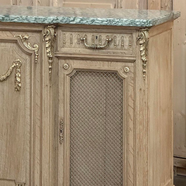 19th Century Louis XVI Stripped Oak and Ormolu Marble Top Buffet For Sale - Image 9 of 18