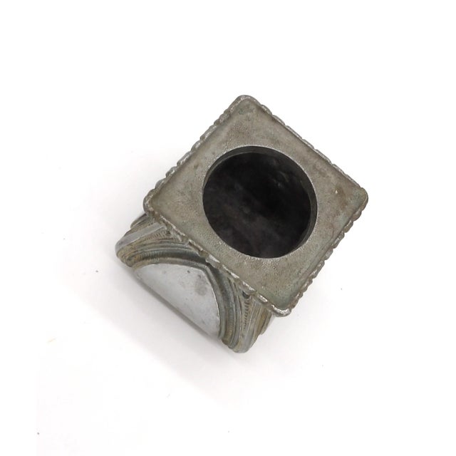 Antique Art Nouveau Pewter Match Holder Vase Smoking Set Piece For Sale - Image 6 of 7