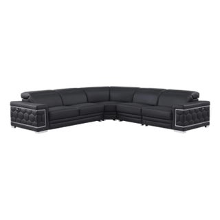 Favo Black Leather Match Sectional Sofa For Sale