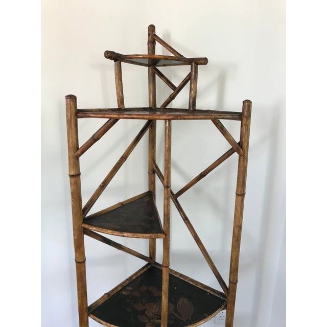 Antique Aesthetic Style Burnt Bamboo Corner Etagere, Circa 1880 For Sale - Image 4 of 12