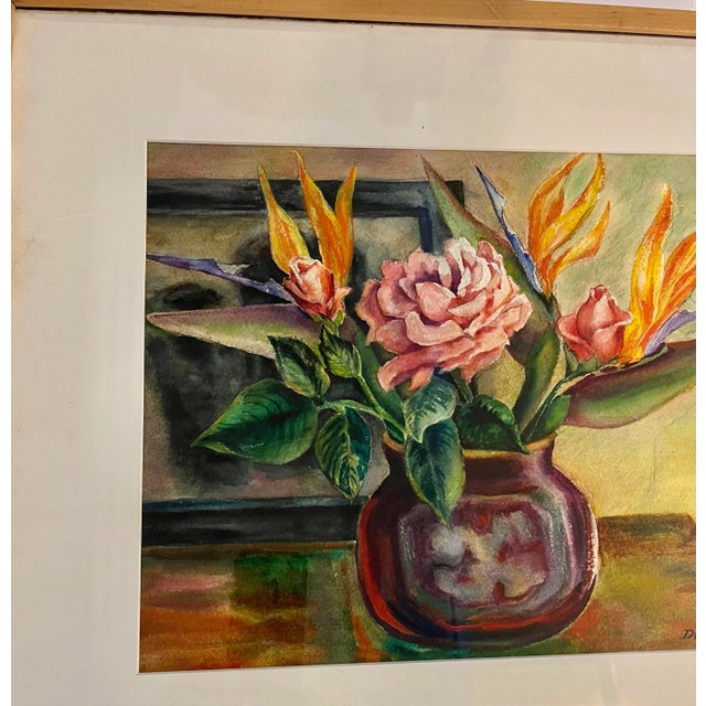 1999 Floral Arrangement in a Vase Still Life Painting by Dorothy Dickensen Corbit, Framed For Sale - Image 4 of 10