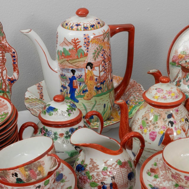 Brown 20th Century Japanese Large Collection of Japanese Hand-Painted Porcelain For Sale - Image 8 of 18