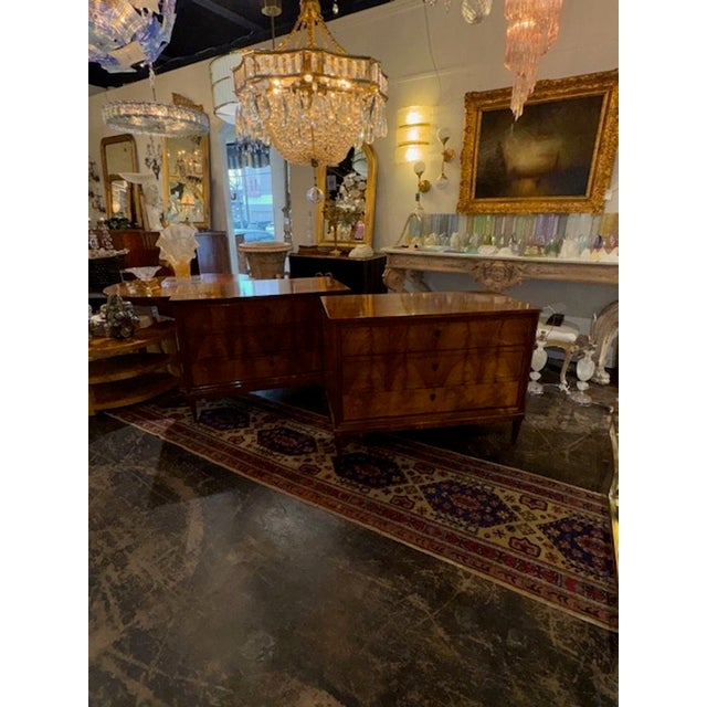 Handsome pair of German Biedermeier commodes from the 19th century. With an antique classification, these commodes...