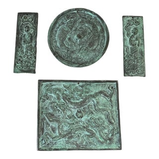 Antique Ming Style Chinese Brass Mirrors Set of Four For Sale