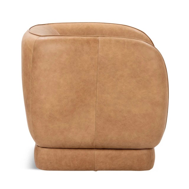 Farmhouse Tan Leather Modern Accent Chair For Sale - Image 3 of 4