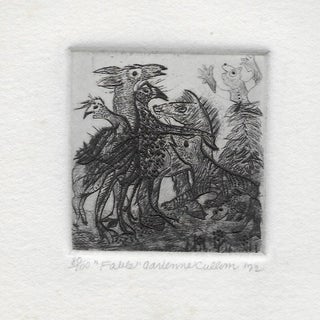 1972 Adrienne Cullom Fable Miniature Embossed Etching For Sale
