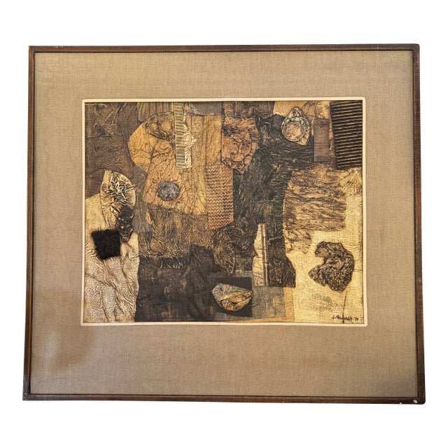 Vintage, Abstract Composition Framed Art by James Thomas , 1970 For Sale