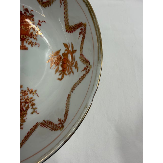 Mid 20th Century Neo Classical Gilt-Rimmed Hand Painted Porcelain Bowl on Stand For Sale - Image 4 of 12