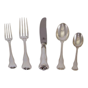 1990s Giscour Sterling Silver Hand-Crafted 5-Piece Flatware Place-Setting