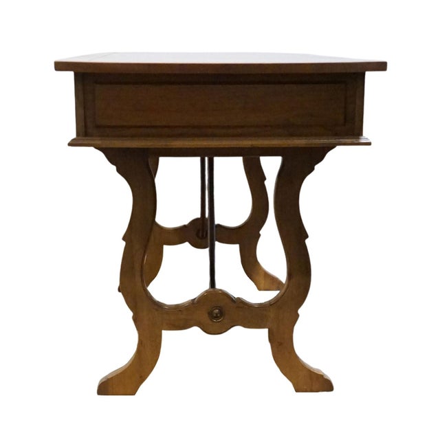 Thomasville Furniture Monterey Collection Spanish Mediterranean White Oak 62" Writing Desk W. Metal Spanner 175-6125-8 For Sale - Image 10 of 12