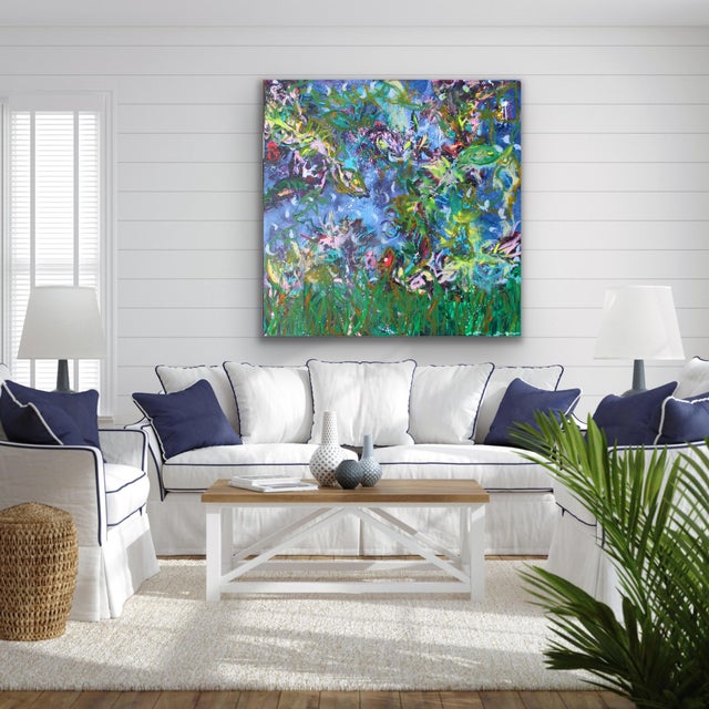Exuberant Guests Original Abstract Oil Painting by Lisa Finlayson For Sale - Image 14 of 15