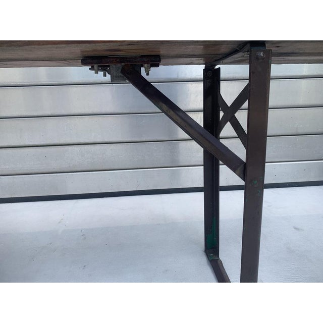 Wood Folding Bench on Metal Legs, 1970s For Sale - Image 7 of 18