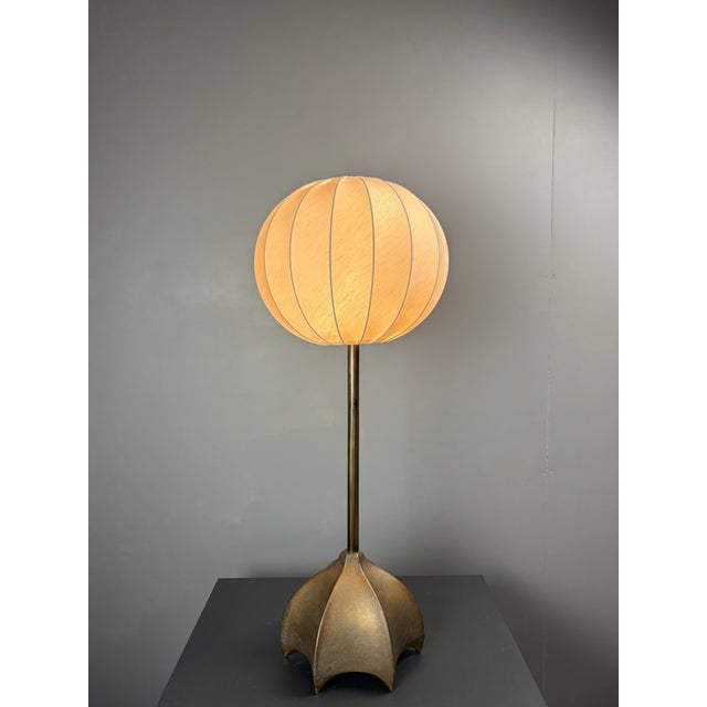 Brutalist Large Dutch Brutalist Bronze Cocoon Table Lamp, 1990s For Sale - Image 3 of 11