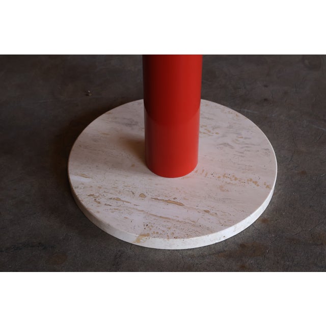 Vintage Post-Modern Glass, Metal and Travertine Drinks Side Table, Italy, 1970s For Sale - Image 11 of 18