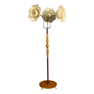 Swedish Modern, Adjustable Floor Lamp, Wood, Metal, Sweden, 1950s For Sale