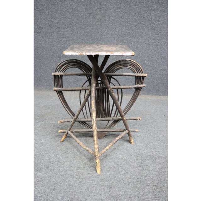 Wood Adirondack Twig Plant Stand/Occasional Table For Sale - Image 7 of 8