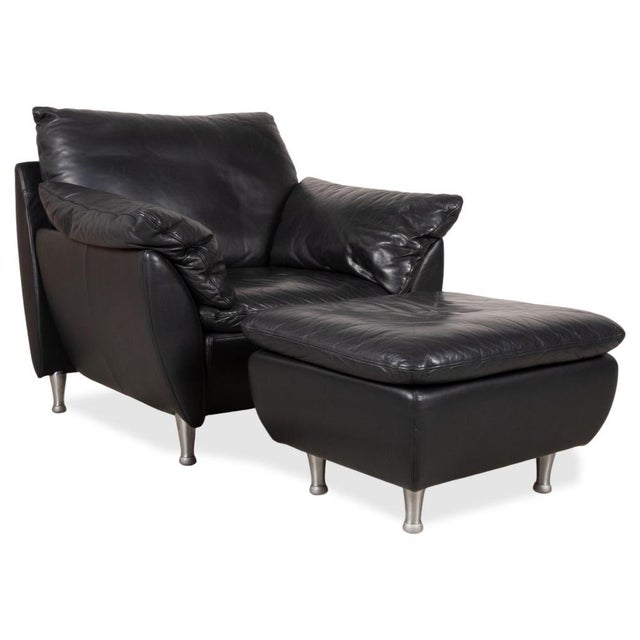 Set of Model 5600 Lounge Chair and Ottoman in Black Leather from Rolf Benz For Sale - Image 18 of 18